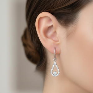 Pendientes de Lágrima con Diamantes Redondos para Mujer, Diamantes Naturales y Cultivados en Laboratorio - Product Image 4