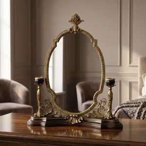 Luxury Antique Gold Table <b>Mirror</b> with Ornate Decorative Frame Vanity <b>Mirror</b> for Dressing Table Bedroom and Living Room - Product Image 1