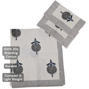 Jaipur Hand <b>Block</b> Printed Premium Floral <b>Bed</b> Sheet Set King Size Pure Cotton Soft Breathable Durable Sustainable Non Toxic Dye - Product Image 4