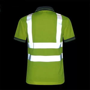 เสื้อโปโลสะท้อนแสงสำหรับผู้ชาย ผ้าโพลีเอสเตอร์ ชุดทำงานเพื่อความปลอดภัย สีเขียว แถบสีเงิน - Product Image 2