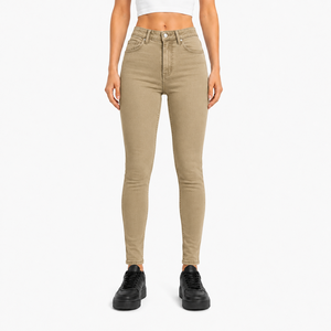 High Waist Skinny <b>Denim</b> Jeans Women Full Length Solid Color Casual <b>Stretch</b> Fitted Breathable Cotton Fabric Summer Streetwear - Product Image 1