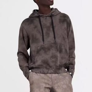 Sweat à capuche marron délavé personnalisé pour homme, coupe décontractée, avec cordon de serrage, poche kangourou, style vintage et décontracté - Product Image 4