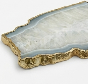 Elegant Serving Tray With Gold <b>Edged</b> <b>Border</b> Polished Natural Stone Decorative Resin Finish Perfect For Home Restaurants And Gift - Product Image 4