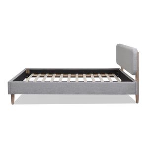   Letto matrimoniale imbottito grigio chiaro con piattaforma bassa in poliestere resistente - Product Image 5