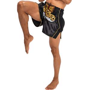 Pantalones cortos de Muay Thai para hombre, estampado de flor de loto satinado, cintura elástica, entrenamiento, gimnasio, kickboxing, ligeros, para hombre - Product Image 2