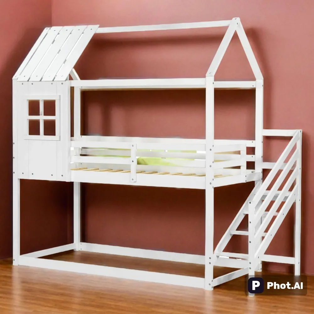 좋은 가격 이층 침대 화이트 어린이 침실 잠자는 이층 침대 집 프레임 단단한 나무 어린이 침대 이층 사용자 정의 디자인
