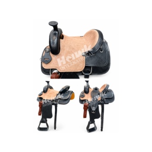 Selle de cheval western en cuir véritable de qualité supérieure, fabriquée à la main, robuste, pour l'équitation en ranch et les sentiers, avec arceau en plastique personnalisable - Product Image 5