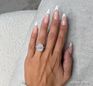 Anillo de Compromiso Solitario Clásico para Mujer, Oro Blanco Sólido de 10k, 14k, 18k, con Diamante Ovalado de 1 Quilate, Corte Brillante, Creado en Laboratorio - Product Image 5