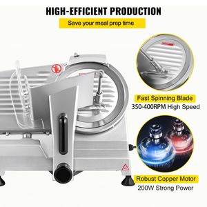 Affettatrice Elettrica Commerciale da 200W per Carne e Salumi con Lama in Acciaio al Carbonio da 8 Pollici, 350-400 RPM, Funzione Regolabile da 0-0,47 Pollici - Product Image 3