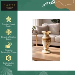 Vase à fleurs en marbre onyx sculpté à la main, design élégant et luxueux, respectueux de l'environnement, de bonne qualité, fabriqué en Inde, pour la décoration de la maison et du jardin. - Product Image 3