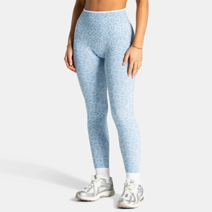 High Waist Seamless <b>Heat</b>-Transfer Printed Yoga Leggings Full Length Spandex Nylon Four-Way Stretch Elastic Waist Women's <b>Pants</b> - Product Image 2