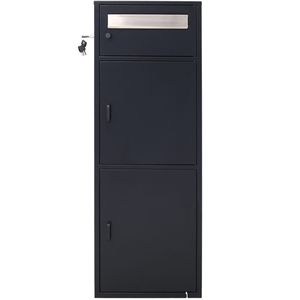 Large Black Steel Freestanding Floor Drop <b>Mailbox</b> Parcel Package with Locking Letterbox and Multi-Compartments - Product Image 1