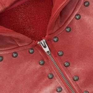 Sudadera con Capucha Roja para Hombre, Corte Regular, Cierre Frontal con Cremallera, Ropa Casual de Invierno, 100% Algodón, Servicio OEM - Product Image 3