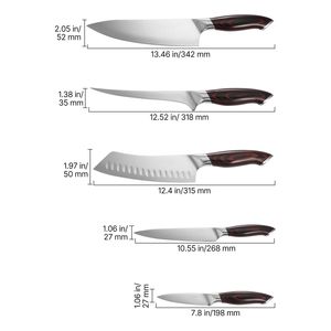 Set di 5 Coltelli da Cucina Professionali in Acciaio Inossidabile ad Alto Contenuto di Carbonio, Resistenti alla Ruggine, 3Cr13, per Tagli Precisi - Product Image 4