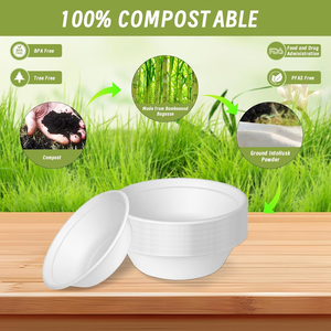 Bols en papier jetables en bagasse biodégradables robustes, en vrac, pratiques pour un usage quotidien, pour salades et soupes chaudes - Product Image 5