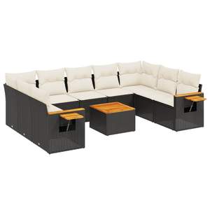 Conjunto de Sofás Modulares Grandes de Ratán PE Negro para Jardín, Muebles Modulares Elegantes para Exteriores - Product Image 2