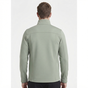 Veste softshell homme sur mesure vert sauge, fermeture éclair intégrale, col montant, poignets ajustables, poches latérales zippées, vêtements d'extérieur, vente en gros - Product Image 4
