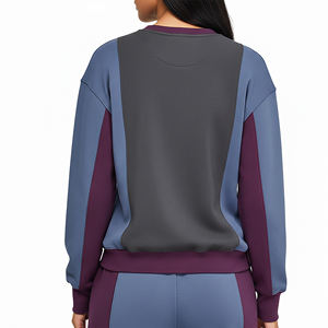 Sudadera Oversize de Cuello Redondo con Paneles de Bloques de Color Cosidos al por Mayor OEM/ODM, Sudadera de Invierno de Alto Gramaje Estilo Hip Hop para Mujer - Product Image 6