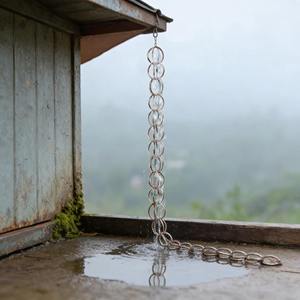 Chaîne de pluie en forme d'anneaux ronds, idéale pour la décoration extérieure du jardin, du balcon et du patio, fonctionnelle et décorative pour le drainage de l'eau. - Product Image 6