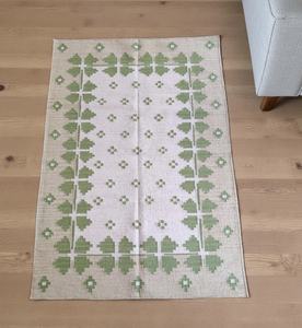 Alfombra de Lana Tejida a Mano con Patrón Geométrico de Diamantes para Sala de Estar - Product Image 5