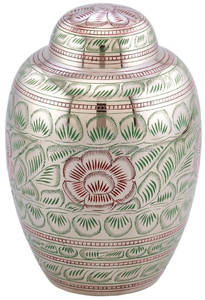 Urnas de cremación para adultos de latón de diseño multicolor de alta calidad y hermoso con urnas funerarias de metal con acabado rojo para cenizas humanas - Product Image 4