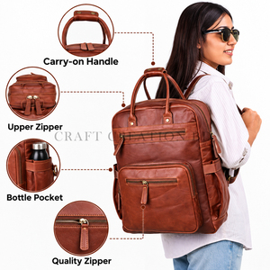 Sac à dos pour ordinateur portable en cuir véritable 100% fabriqué au Bangladesh, bretelles multifonctions, unisexe, voyage, travail, école, sacs personnalisés OEM - Product Image 6