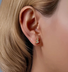 Pendientes de Diamantes Cultivados en Laboratorio de Oro de 18K de Moda, Certificados por IGI, Claridad VVS, Color F, Estilo Vintage para Novia, Venta al por Mayor para Mujer - Product Image 4