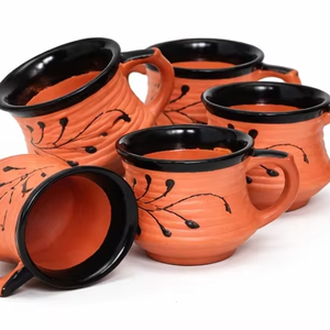 Taza de terracota india hecha a mano para té chai, moderna, de lujo, ecológica, de 100-200 ml, para uso diario. - Product Image 1