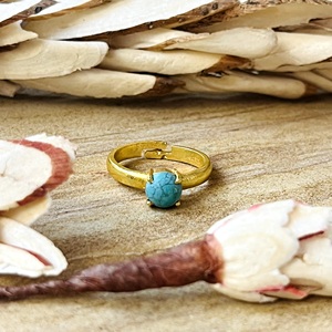 Trendy New <b>Turquoise</b> <b>Gold</b> <b>Ring</b> Boho Brass Bands For Women 18k Plated Solitaire Design Ethnic Jewelry for Wholesale/OEM/ODM - Product Image 6