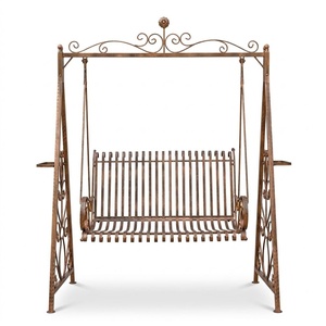 Heavy Duty Rustproof Hot Dip Galvanized Wrought Iron Victorian Outdoor Patio <b>Swing</b> Chair Non-Waterproof <b>Cushion</b> for 2 People - Product Image 1