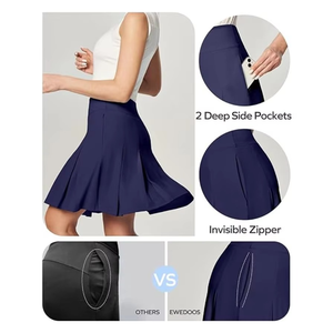 Women's Athletic Golf <b>Skorts</b> Lightweight Spandex/Polyester Breathable Anti-Bacterial Pleated Pockets for <b>Running</b> Tennis Workout - Product Image 5