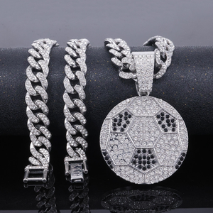 Moissanite Diamond Pendant 925 Silver Gold Plated <b>Chain</b> Necklace <b>Iced</b> <b>Out</b> Soccer Ball Charm Hip Hop Jewelry Set Luxury Gift - Product Image 2