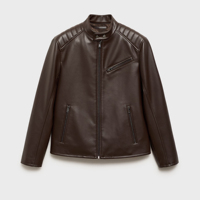 Blouson en cuir pour homme, mode hiver, doublure en peluche, respirant, fermeture éclair, coupe-vent, vêtements de moto
