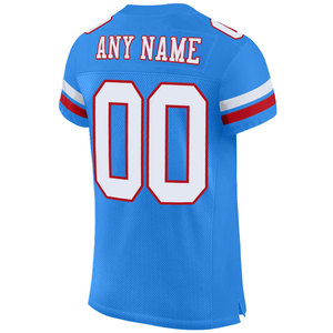 Custom Sublimated American Football Jersey Men's Blue Mesh V-Neck Short Sleeve Breathable Team Name 00 Print Uniform - Product Image 2