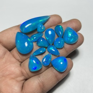 Opale bleue éthiopienne naturelle, opale de feu, cabochon en pierre brute avec éclat arc-en-ciel vif et effet de jeu de couleurs irisées - Product Image 3