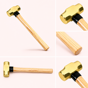Maillet en laiton de 1, 2, 3, 4 et 6 livres avec manche en bois, tête métallique robuste pour atelier, construction, forgeage, réparation - Product Image 2