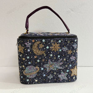 Estuche de Almacenamiento de Cosméticos con Cuentas y Diseño Celestial, con Espejo, Organizador de Maquillaje Hecho a Mano, Proveedor Mayorista, Exportación a India - Product Image 1