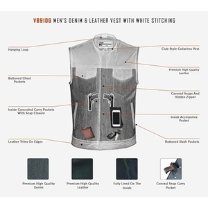 Custom Men's Genuine Leather Motorcycle Club Vest <b>Quilted</b> Biker Riding <b>Waistcoat</b> Premium Cowhide Leather Zip Vest - Product Image 4