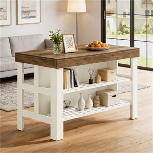 Isola Cucina Multifunzionale con Bancone Colazione e Mobile Contenitore, Tavolo da Pranzo e Soluzione per la Conservazione degli Utensili - Product Image 1