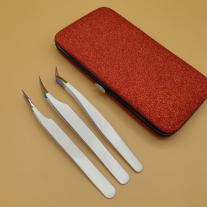 Precision Stainless Steel Eyelash Tweezers with Pointed Tip White and Rainbow Tip Rust <b>Free</b> Leigh <b>weight</b> Custom Logo and Design - Product Image 5