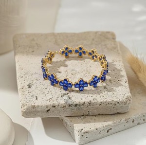 Oval Cut Lab Grown Blue Sapphire Stone Charm <b>Bracelet</b> 925 Sterling Silver Gold Plated Luxury Handmade Fine Jewelry Gift for Her - Product Image 4