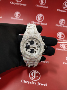 Relojes de diamante de moissanita de claridad VVS de alta calidad, movimiento mecánico de acero inoxidable totalmente helado, fabricante directo de India - Product Image 6