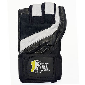 Gants de musculation professionnels noirs et blancs avec bandes de maintien robustes pour les poignets |   Poignée antidérapante de qualité supérieure pour un équipement de musculation ultime - Product Image 5