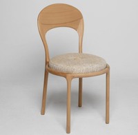 Chaise de salle à manger scandinave moderne en bois et rotin, avec assise et dossier rembourrés en tissu durable, pour la maison, les hôtels, les restaurants et les bars