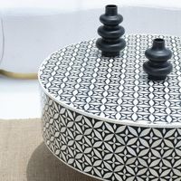 Table basse ronde moderne de luxe en os incrusté, faite à la main, pour baby shower, en bois écologique et imperméable, mobilier de salon