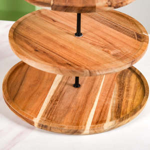 Support à gâteau en bois à 3 niveaux, présentoir à desserts multi-étages réutilisable pour fêtes, mariages, boulangeries et cafés - Product Image 4