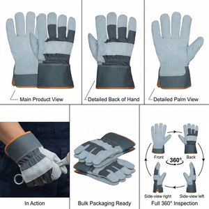 Gants de travail robustes en cuir de vachette pleine fleur, antidérapants, résistants à la chaleur, avec manchette de sécurité, pour jardinage et protection industrielle - Product Image 3