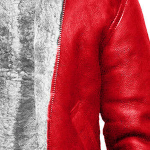 VORNEX INDUSTRY Blouson Bomber Homme Hiver en Cuir de Mouton Véritable Écologique avec Bordure en Peau de Mouton Rouge Teint en Pièce Classique et Élégant - Product Image 4