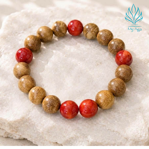 Oferta Especial: Brazalete de Cuentas de Agarwood Vietnamita My Aga Clásico AL-SD-0024-10, 14 Cuentas de Agarwood Natural, 5 Cuentas de Coral Rojo de 10mm - Product Image 6