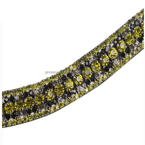 Bandeau de front Havana en forme de vague pour cheval décoré de 5 rangées de cristaux multicolores diamante bling chaîne bride bandeau de front - Product Image 1